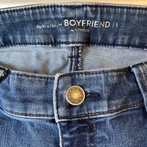 Chico’s Women Skinny Boyfriend Jeans size 1X Blue Mid Rise Stretch Ankle Cut - Picture 8 of 11